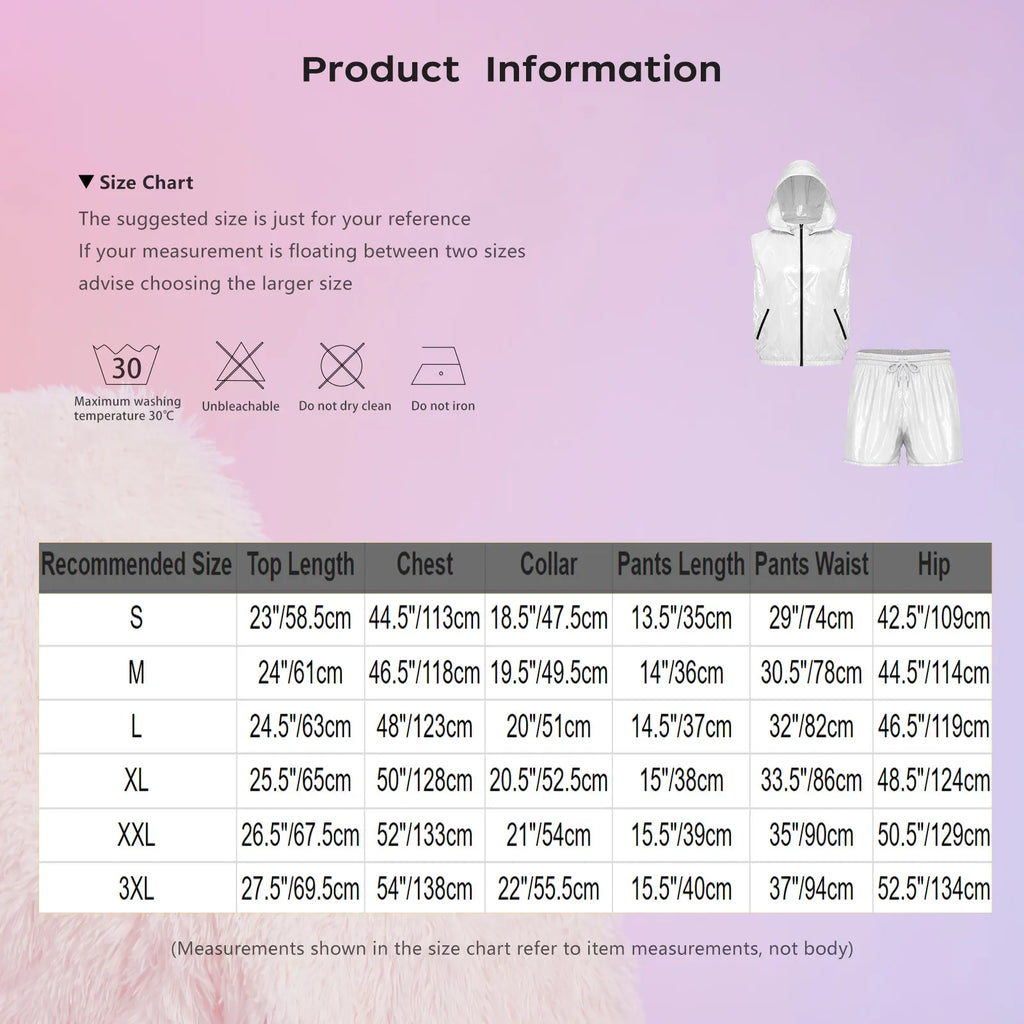 Men's Waterproof Tracksuit Sleeveless Zipper Hooded Vest with Boxer Shorts Built-in Briefs Fitness Cycling Sportswear Clubwear