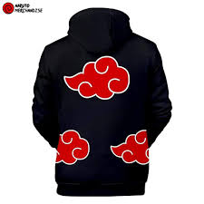 Black hoodie featuring red cloud designs on the back