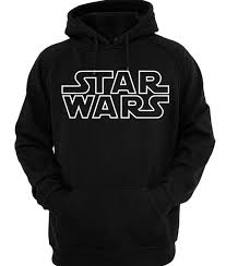 Black hoodie featuring the iconic 'Star Wars' logo in white.
